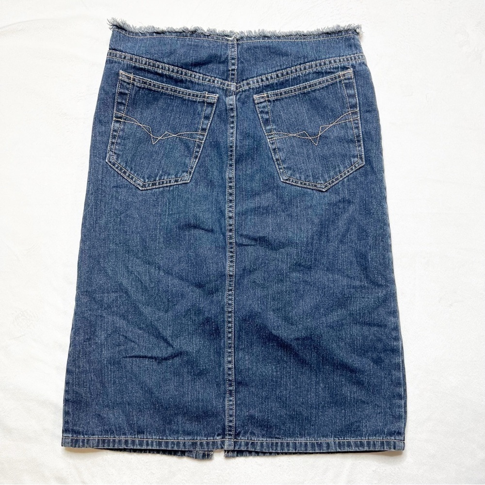 Vintage Y2K Dark Wash Faded Denim Low Rise Skirt